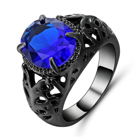 Princess Cut Blue Sapphire PlatedRing New